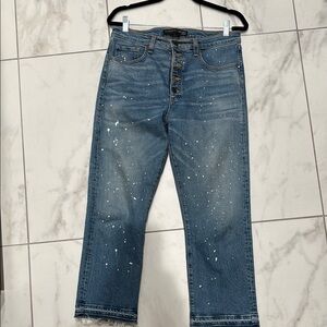 Veronica Beard Blue Ankle Cropped Jeans Distressed